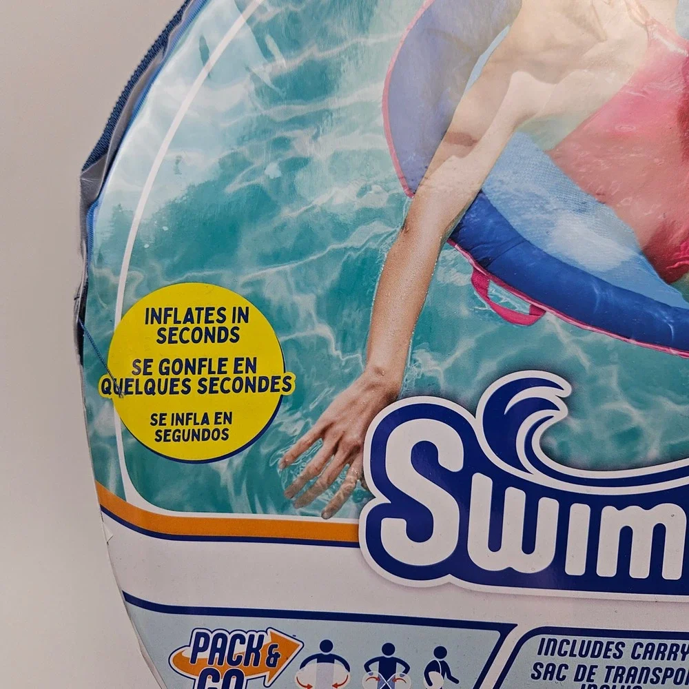 Swimways Premium Springfloat Papasan Floating‎ Pool Lounger w/ Bag 35x35 in. New